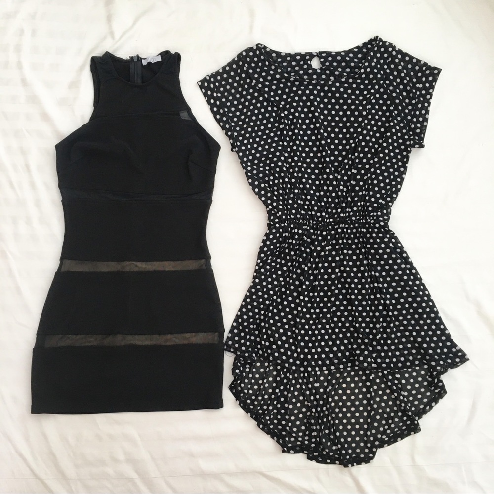 Bodycon Dress (Tobi) and Asymmetrical High-Low Top